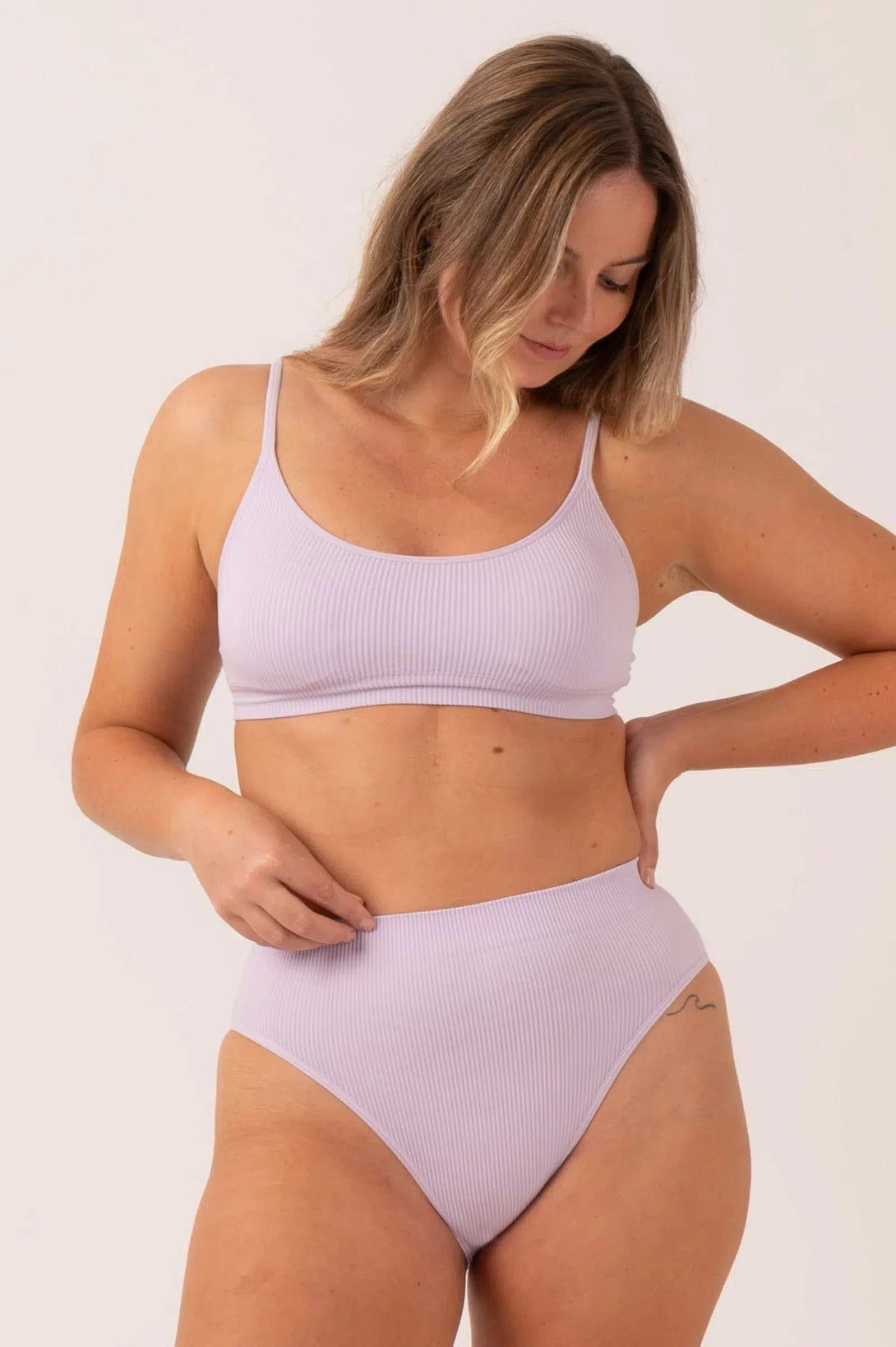 Rib Seam Free High Waist - Pastel Lilac-Activewear-Exoticathletica