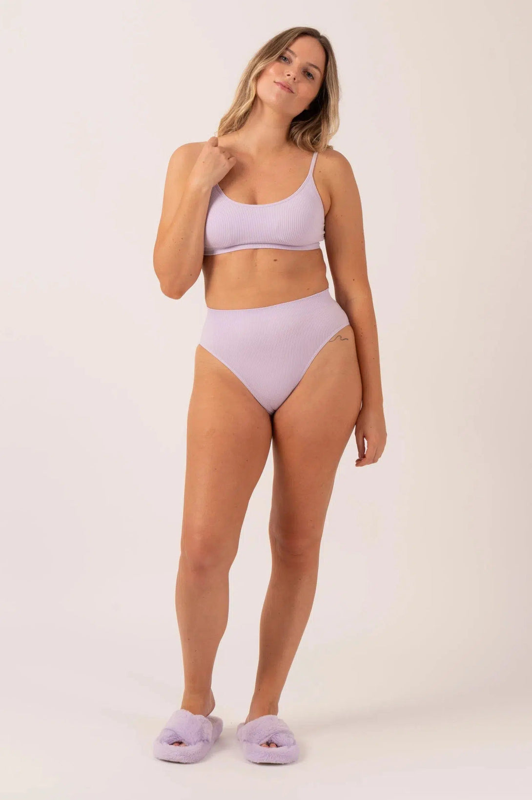 Rib Seam Free Strappy Bralette - Pastel Lilac-Activewear-Exoticathletica