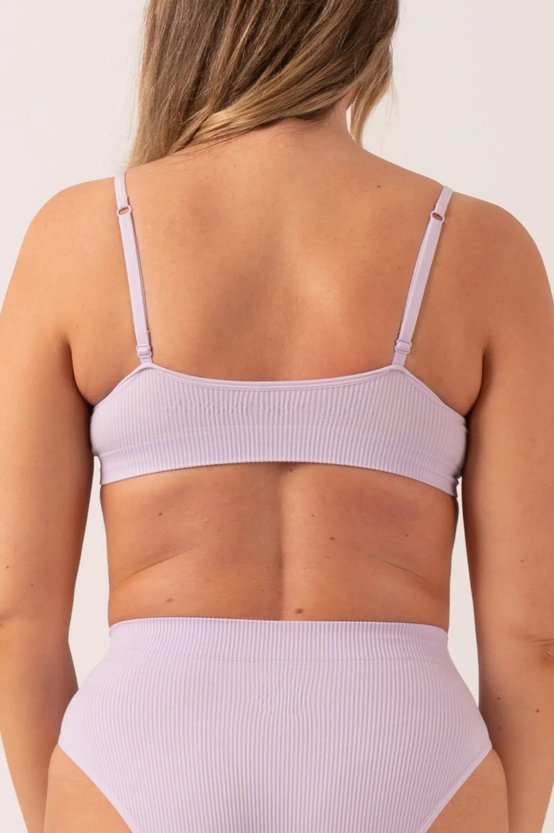 Rib Seam Free Strappy Bralette - Pastel Lilac-Activewear-Exoticathletica