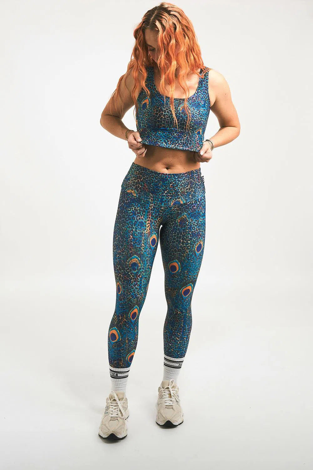 Rock Around The Peacock Performance - Scoop Neck Comfort Crop Top-Activewear-Exoticathletica