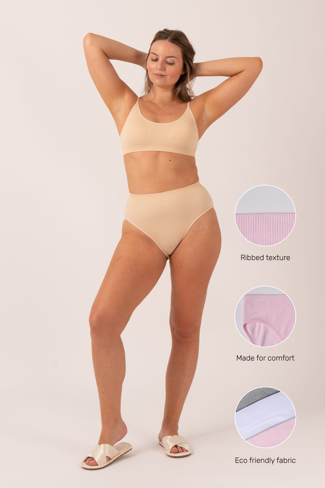 Sand Rib Seam Free - High Waist, High Leg Bikini Briefs-Activewear-Exoticathletica