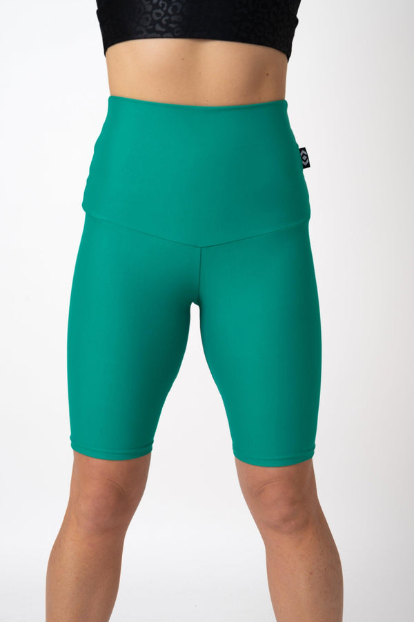 Seafoam Green Performance - Extra High Waisted Long Shorts-Activewear-Exoticathletica