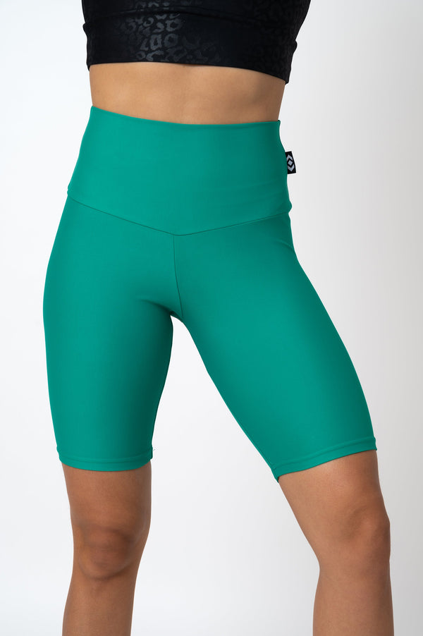 Seafoam Green Performance - High Waisted Long Shorts-Activewear-Exoticathletica