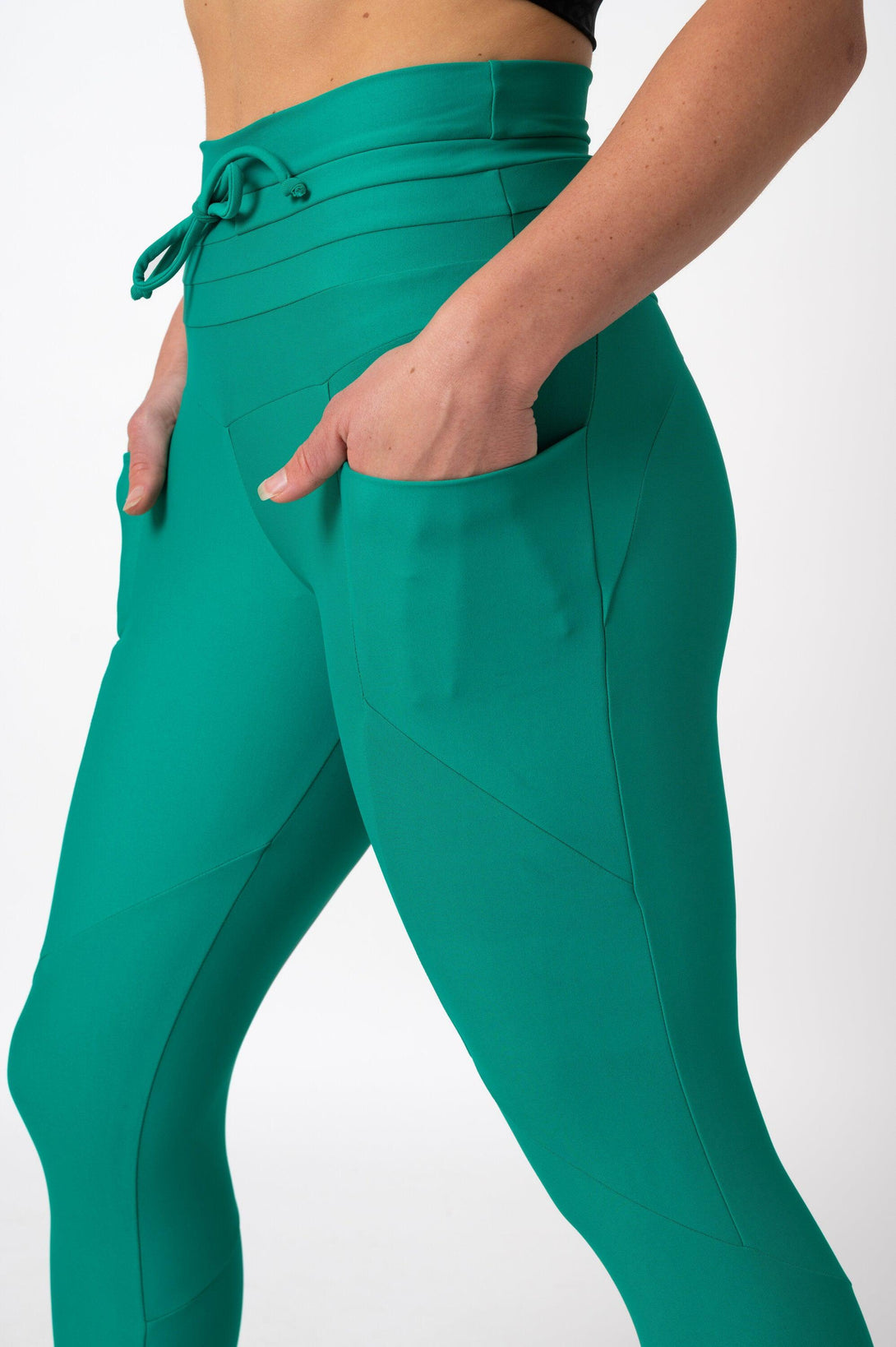 Seafoam Green Performance - Pocket Booty Shaper Drawstring Leggings-Activewear-Exoticathletica