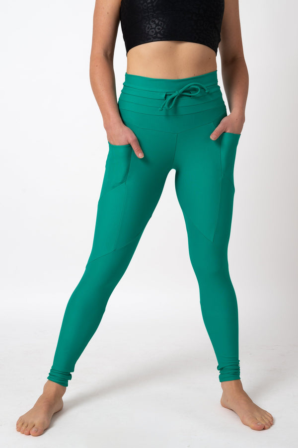 Seafoam Green Performance - Pocket Booty Shaper Drawstring Leggings-Activewear-Exoticathletica