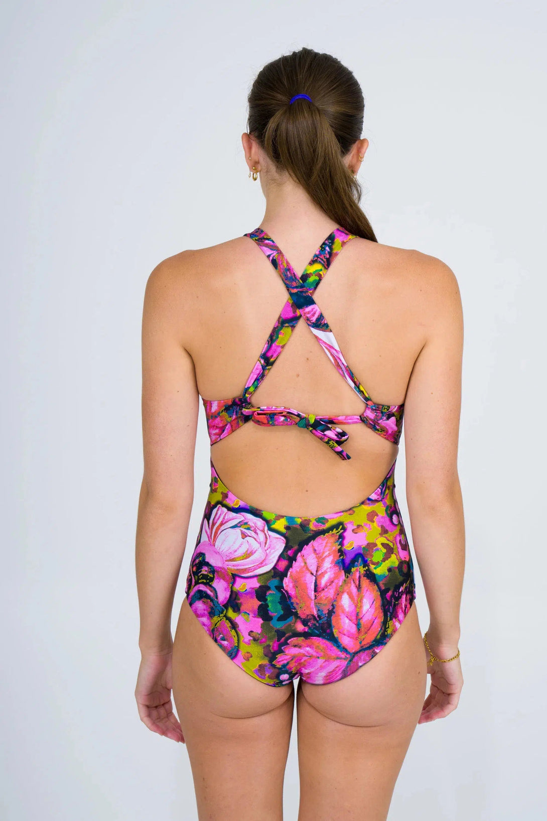 Silky Deep V One Piece W/ Extra Coverage Bottoms - Bloom Bloom-Activewear-Exoticathletica