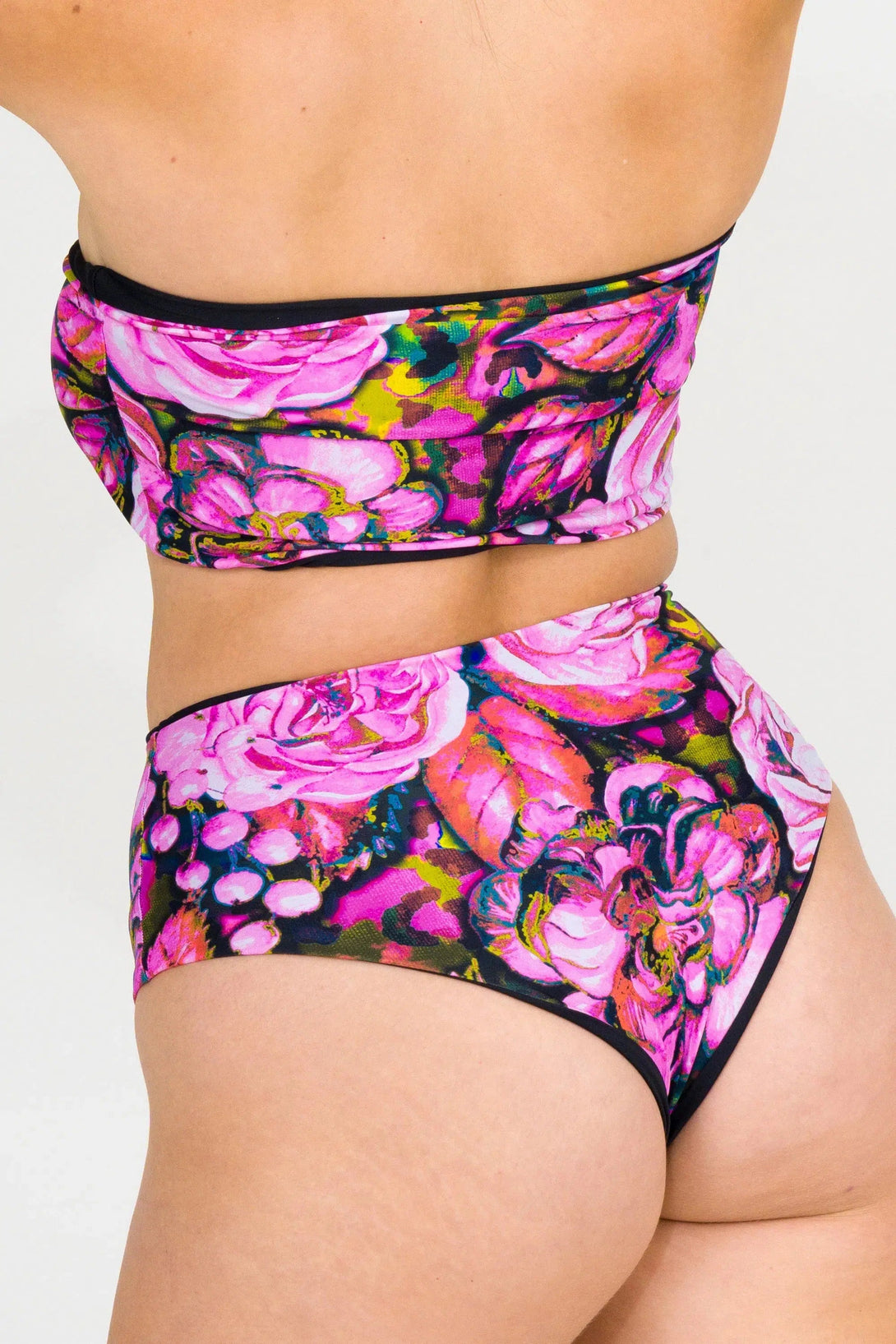 Silky High Waisted Cheeky Cut Bikini Bottoms - Bloom Bloom-Activewear-Exoticathletica