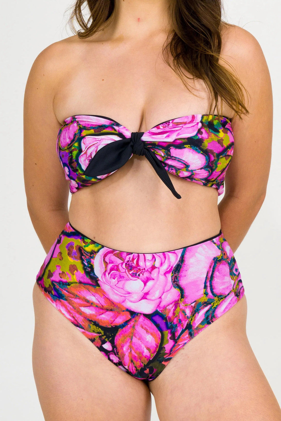 Silky High Waisted Cheeky Cut Bikini Bottoms - Bloom Bloom-Activewear-Exoticathletica