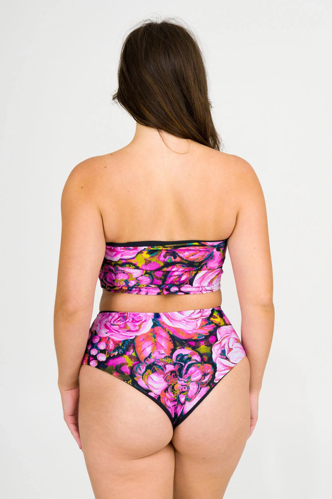 Silky High Waisted Cheeky Cut Bikini Bottoms - Bloom Bloom-Activewear-Exoticathletica