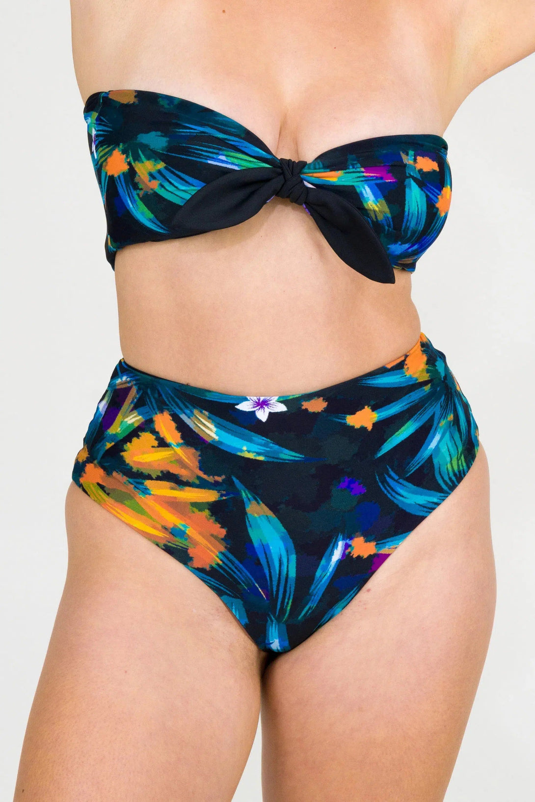 Silky High Waisted Cheeky Cut Bikini Bottoms - Down To Earth-Activewear-Exoticathletica