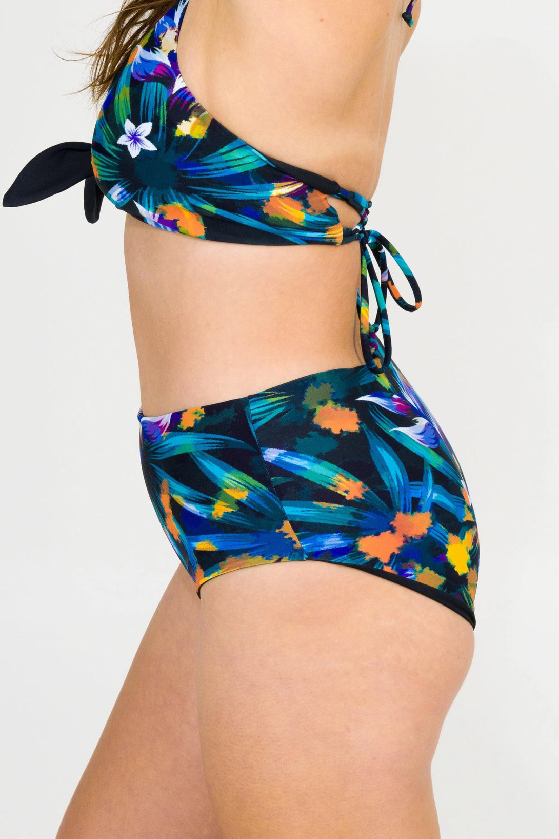 Silky High Waisted Extra Coverage Bikini Bottoms - Down To Earth-Activewear-Exoticathletica