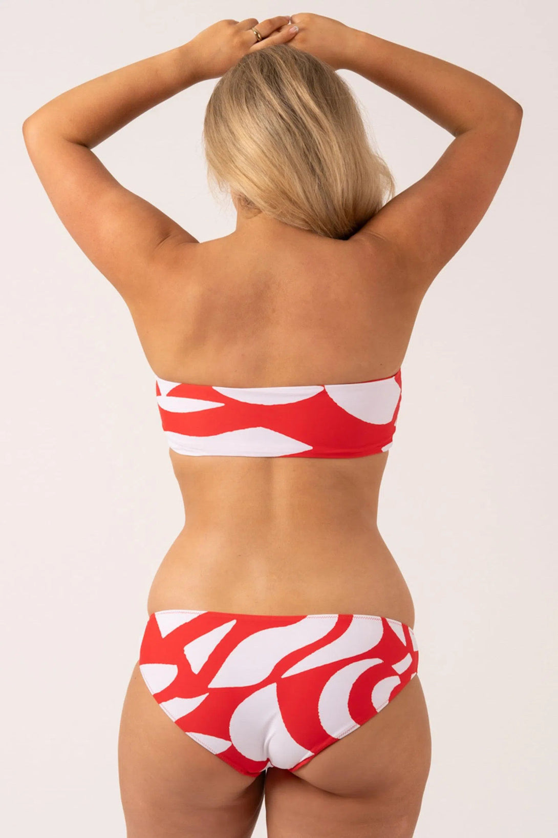 Silky Hipster Bikini Bottom - Red Geo Waves-Activewear-Exoticathletica