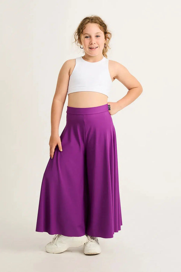 Silky Kids Palazzo Pant - Purple-9358328327875-Activewear-Exoticathletica