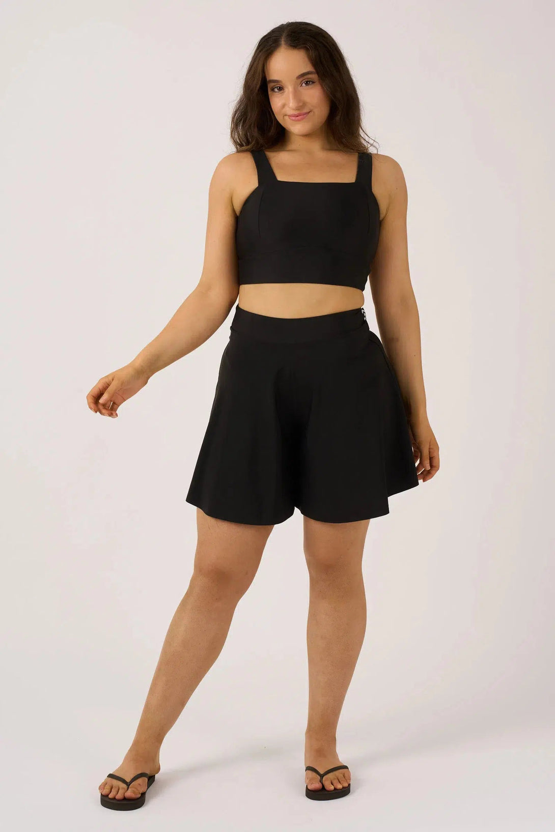 Silky Mini Palazzo Short - Black-9358328380214-Activewear-Exoticathletica