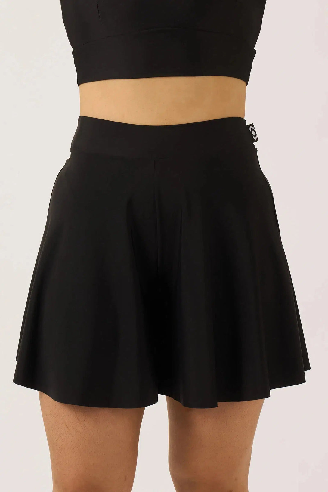 Silky Mini Palazzo Short - Black-Activewear-Exoticathletica