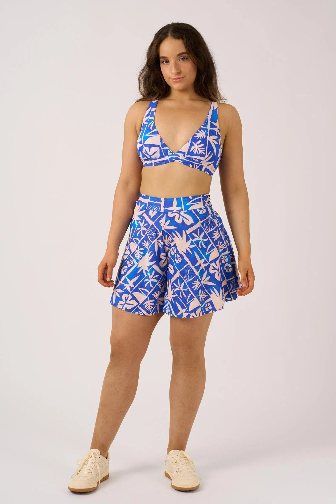 Silky Mini Palazzo Short - Blue Tiki-9358328380450-Activewear-Exoticathletica