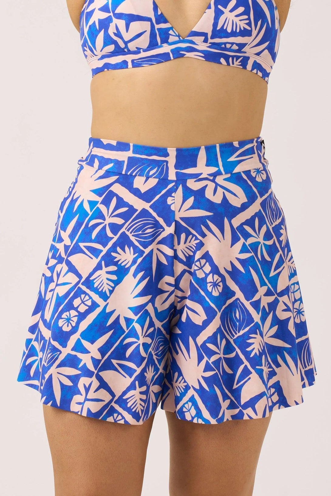 Silky Mini Palazzo Short - Blue Tiki-Activewear-Exoticathletica