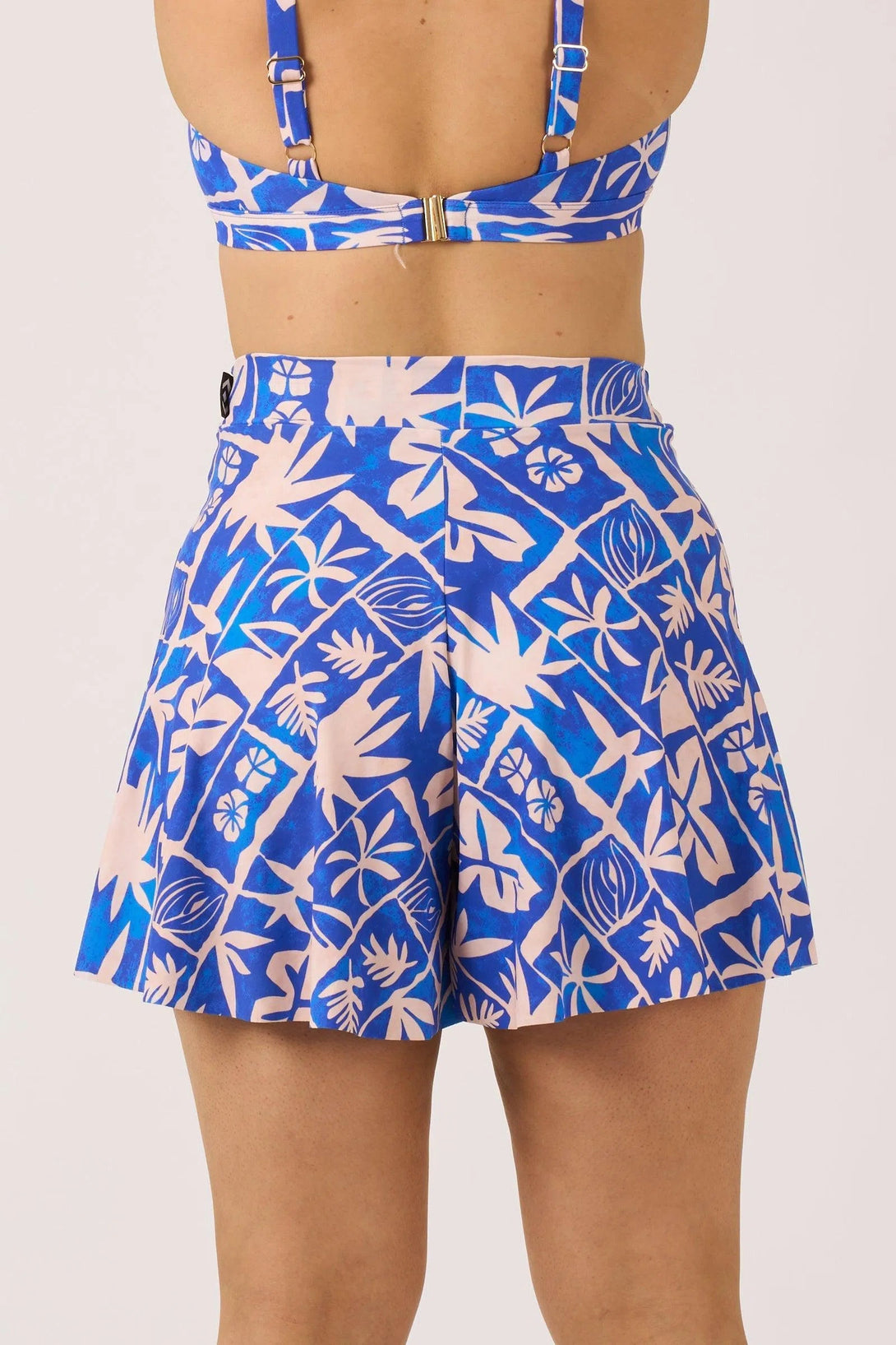 Silky Mini Palazzo Short - Blue Tiki-Activewear-Exoticathletica