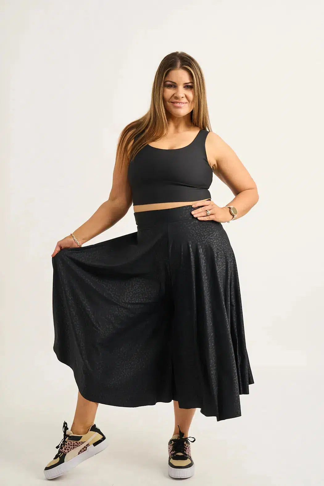 Silky Palazzo Culotte - Black Exotic Touch Jag-Activewear-Exoticathletica