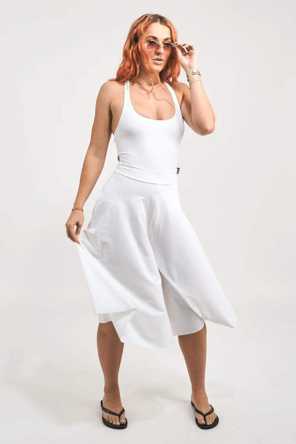 Silky Palazzo Culotte - White-Activewear-Exoticathletica