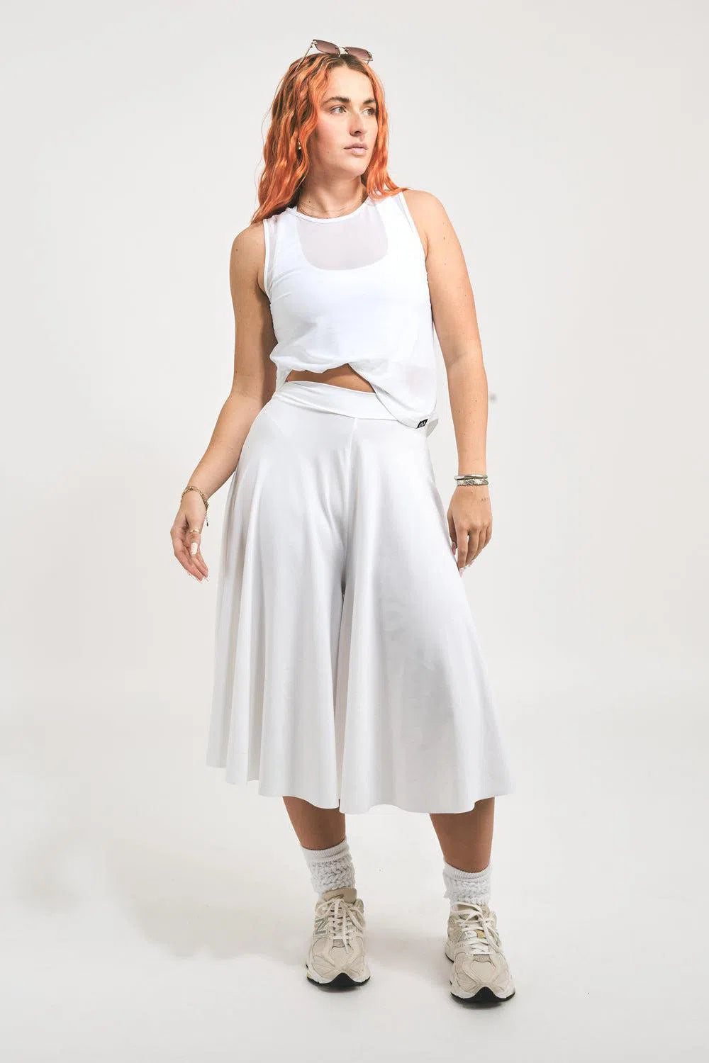 Silky Palazzo Culotte - White-Activewear-Exoticathletica