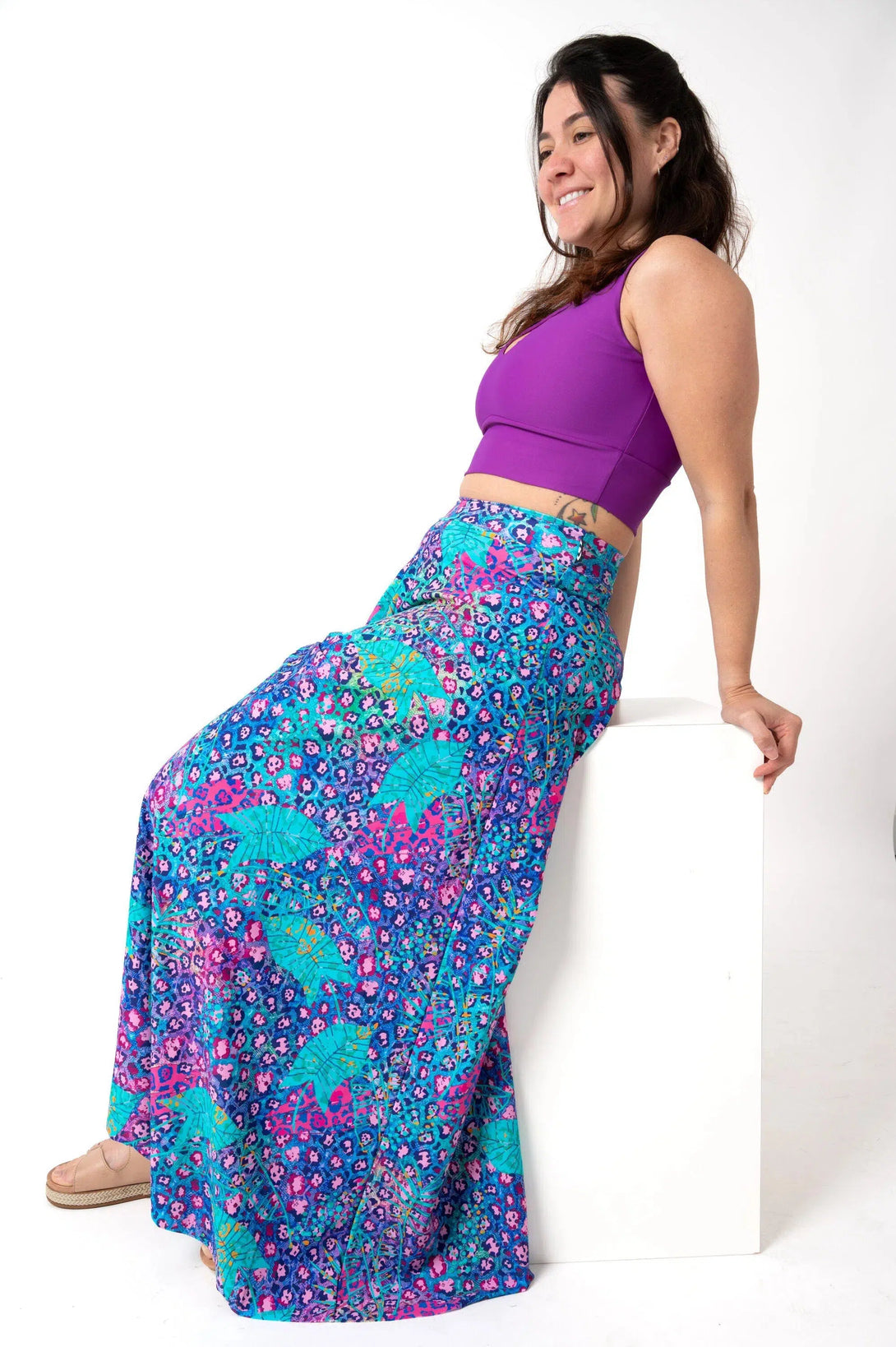 Silky Palazzo Pant - Plant One On Me-Activewear-Exoticathletica