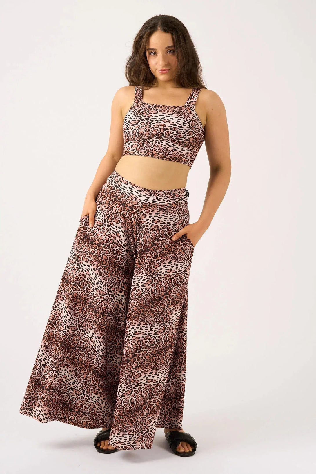 Silky Palazzo Pant With Pocket - Natural Primal Animal-9358328380375-Activewear-Exoticathletica