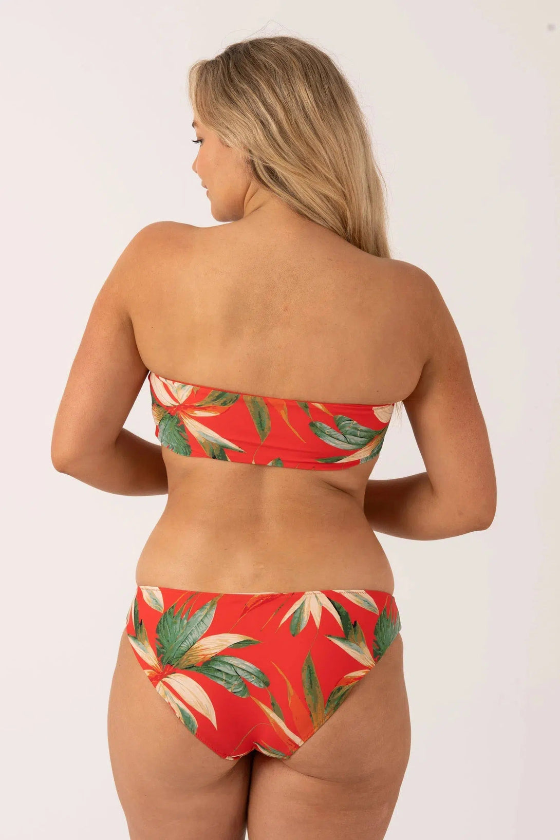 Silky Reversible Bandeau Bow Bikini Top - Flame Tropico-Activewear-Exoticathletica