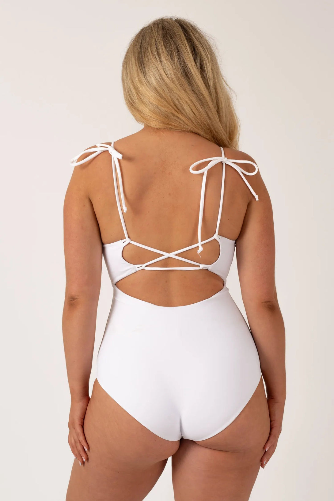 Silky Reversible Bralette One Piece W/ Extra Coverage Bottoms - White-Activewear-Exoticathletica