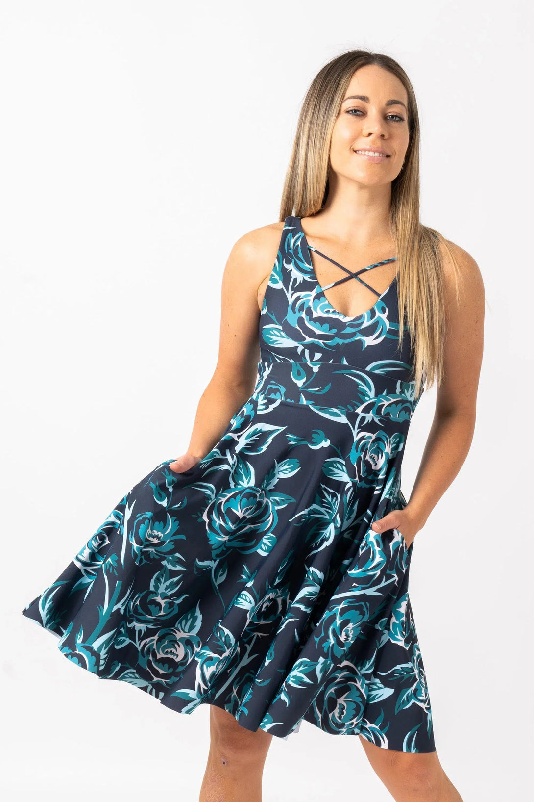 Silky Reversible Comfort Crop Midi Dress W/Pockets - Cruel To Be Kind-Activewear-Exoticathletica