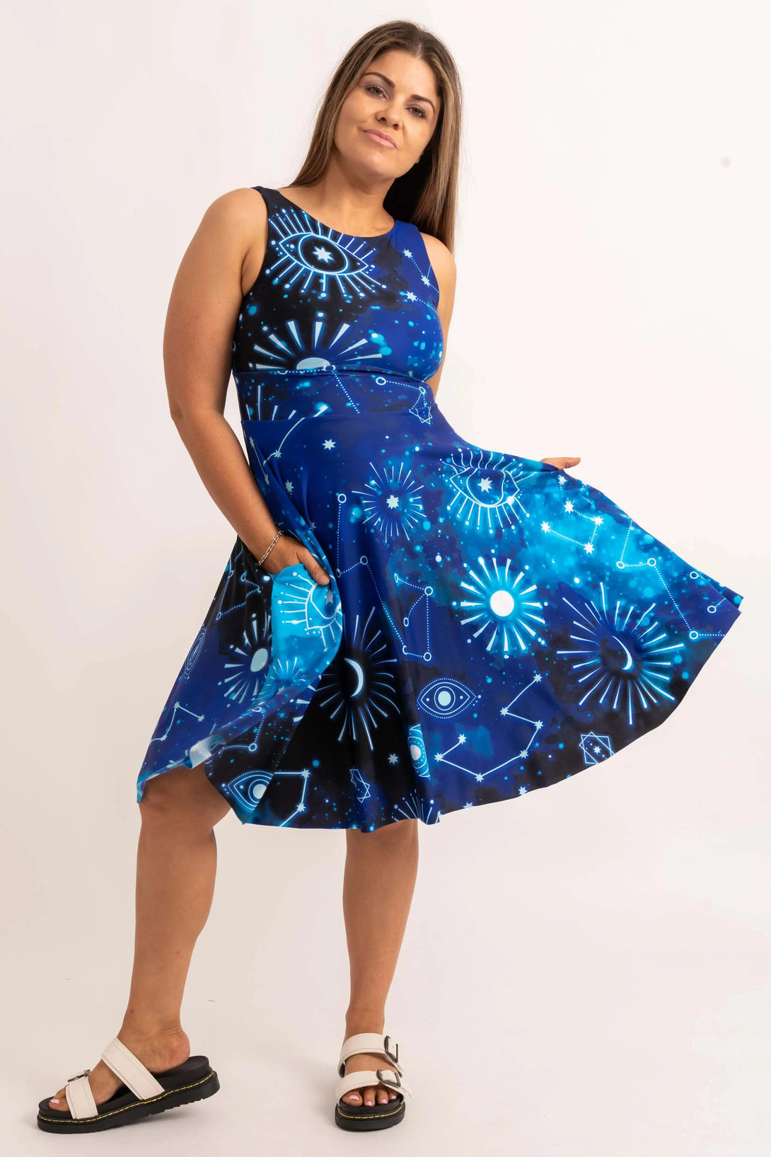 Silky Reversible Comfort Crop Midi Dress W/Pockets - Imagine Nation-Activewear-Exoticathletica