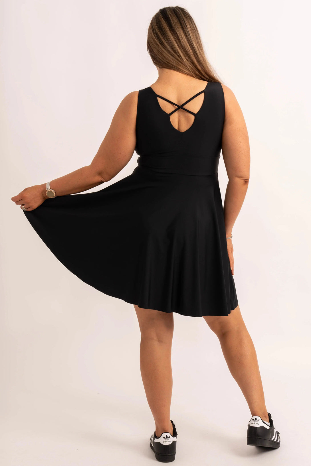 Silky Reversible Comfort Crop Mini Dress - Black-Activewear-Exoticathletica