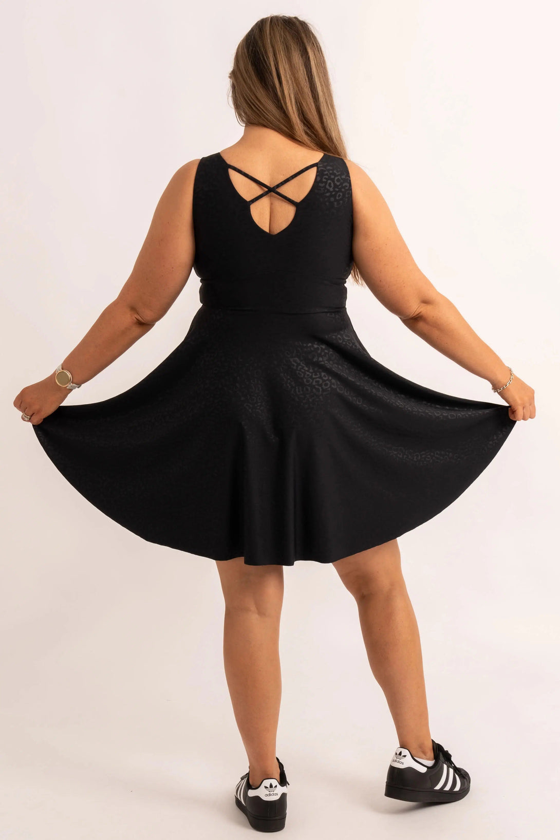 Silky Reversible Comfort Crop Mini Dress - Black Exotic Touch Jag-Activewear-Exoticathletica