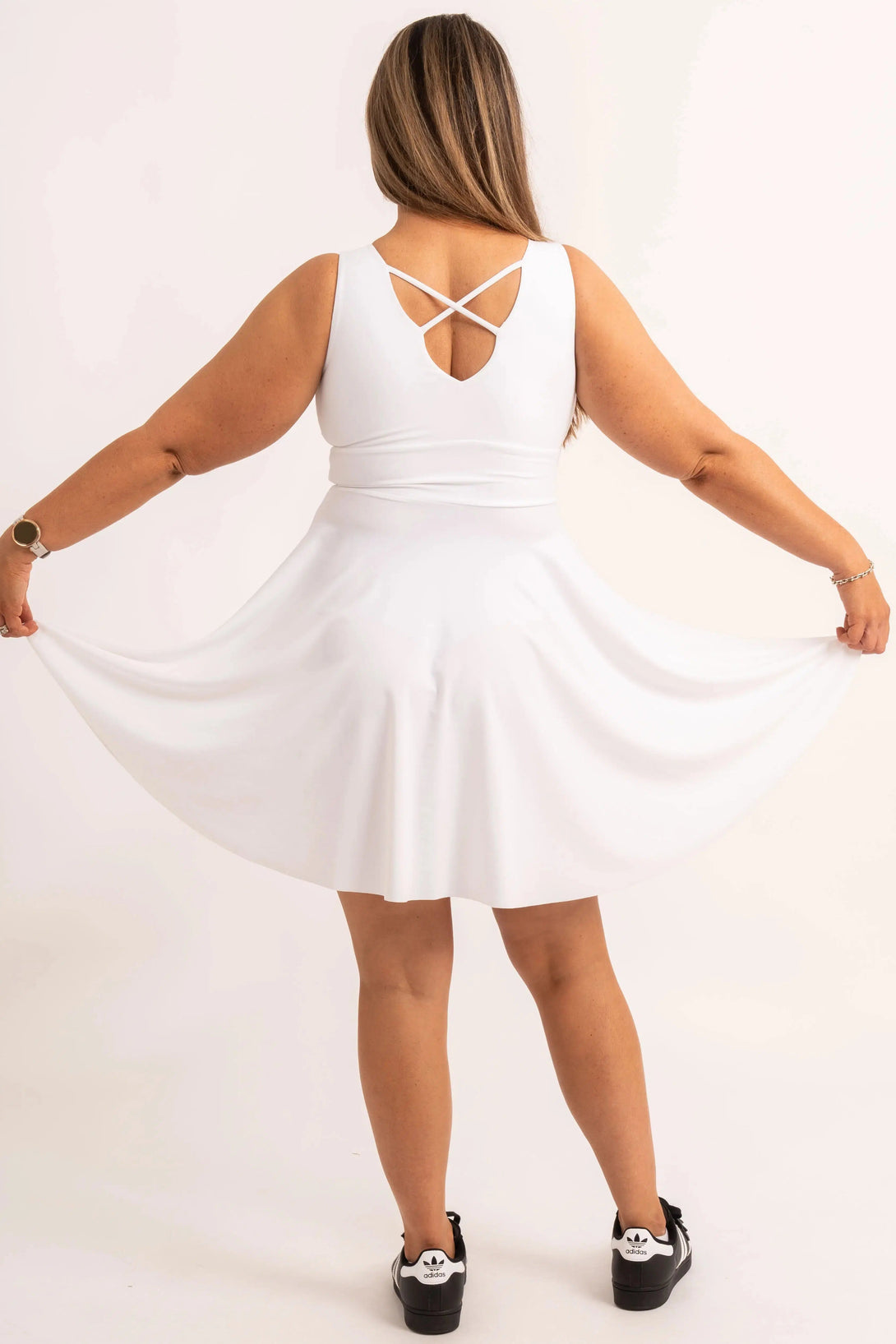 Silky Reversible Comfort Crop Mini Dress - White-Activewear-Exoticathletica