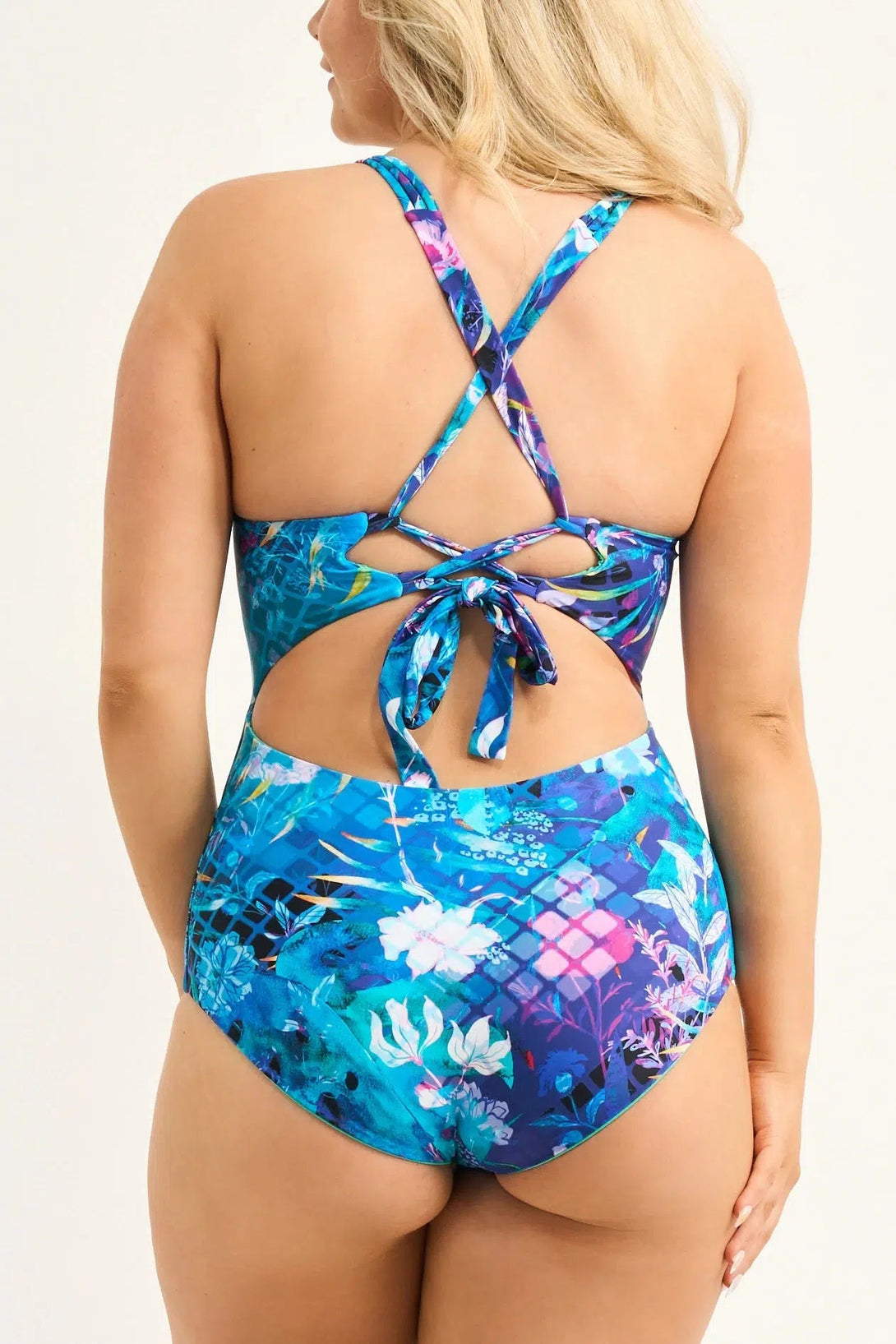 Silky Reversible Cross Over One Piece W/ Extra Coverage Bottoms - Mermaid Mafia-Activewear-Exoticathletica