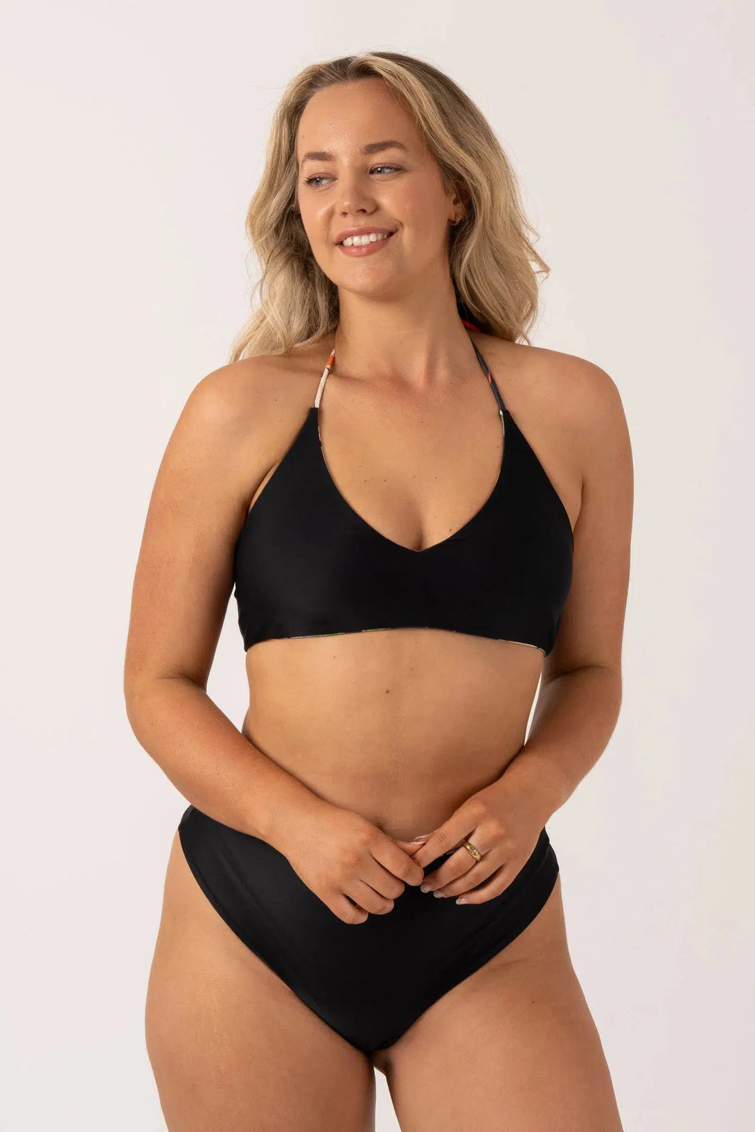 Silky Reversible Halter Bralette Bikini Top - Black Tropico-Activewear-Exoticathletica