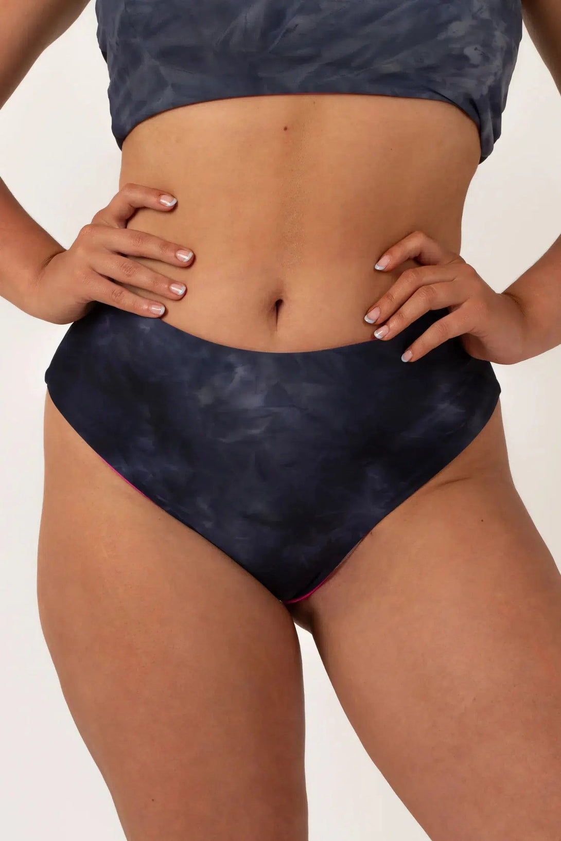 Silky Reversible High Waisted Cheeky Cut Bikini Bottoms - Dark And Moody-Activewear-Exoticathletica