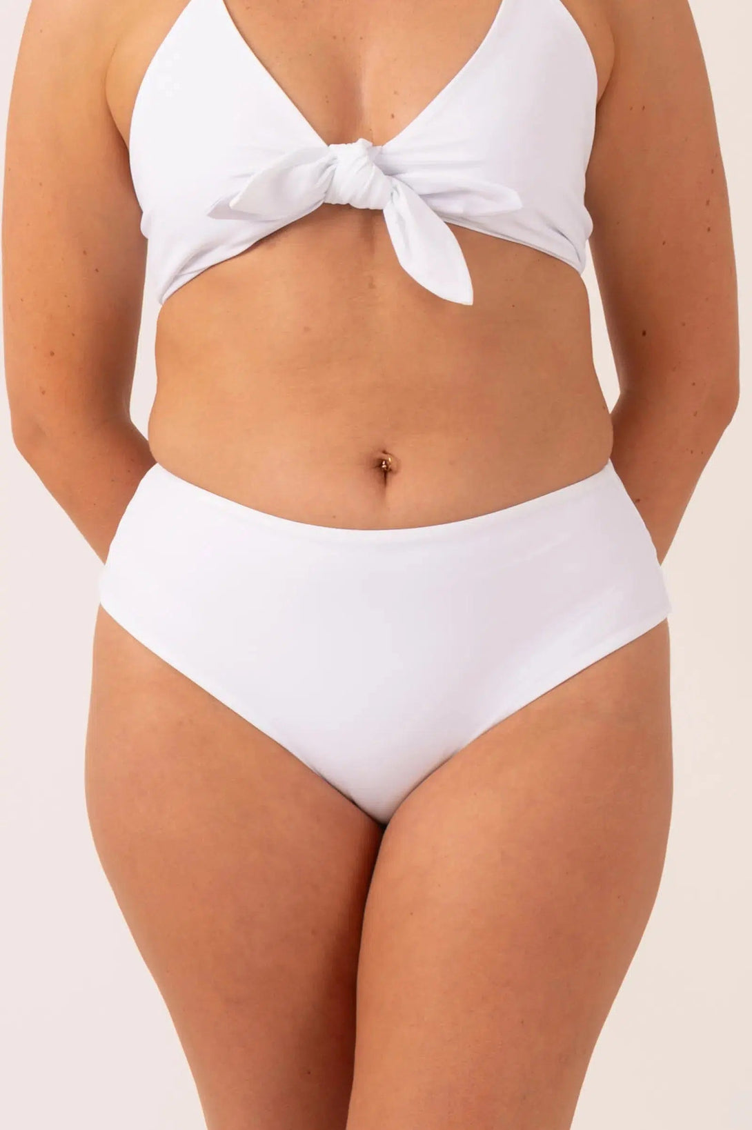 Silky Reversible High Waisted Cheeky Cut Bikini Bottoms - White-Activewear-Exoticathletica