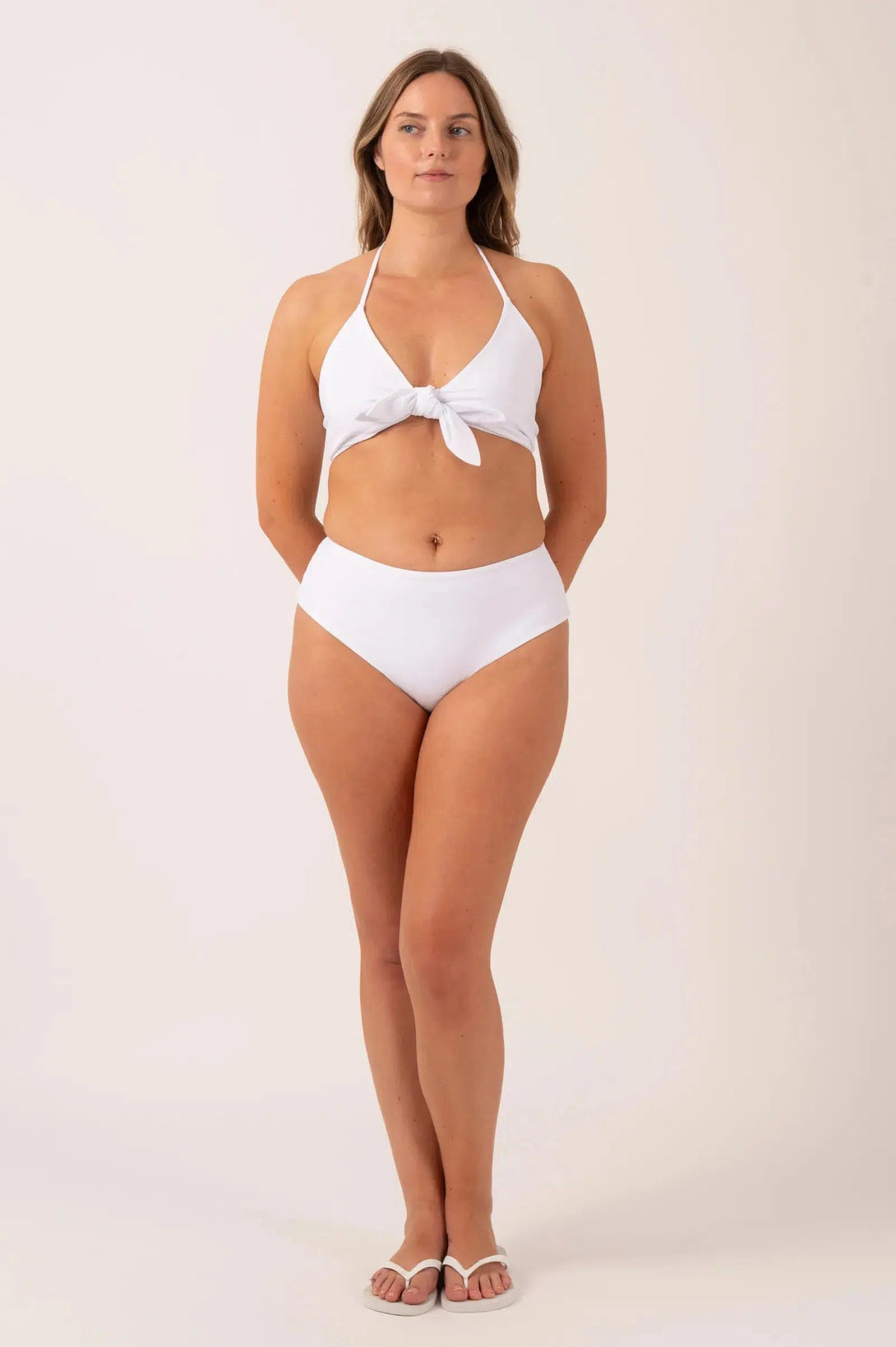 Silky Reversible High Waisted Cheeky Cut Bikini Bottoms - White-Activewear-Exoticathletica