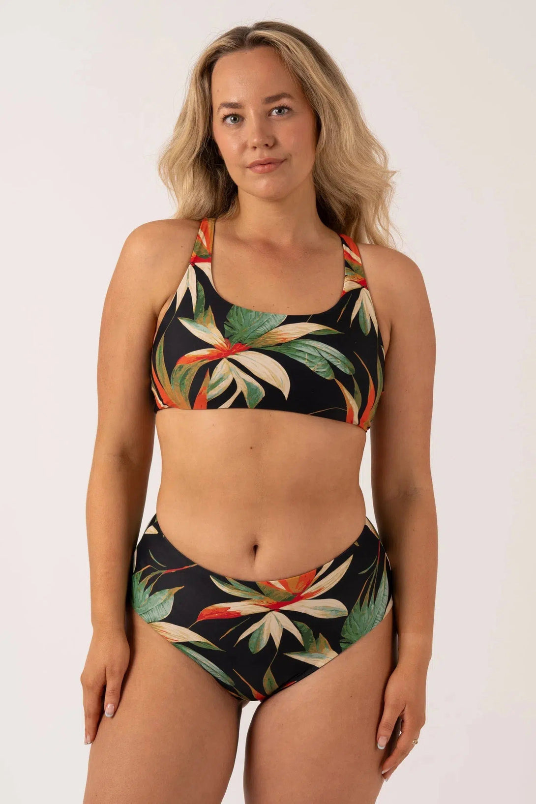 Silky Reversible High Waisted Medium Cut Bikini Bottom - Black Tropico-Activewear-Exoticathletica