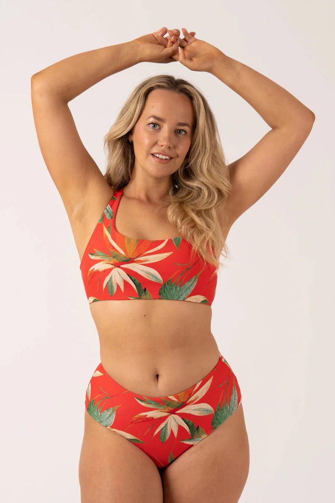 Silky Reversible High Waisted Medium Cut Bikini Bottom - Flame Tropico-Activewear-Exoticathletica