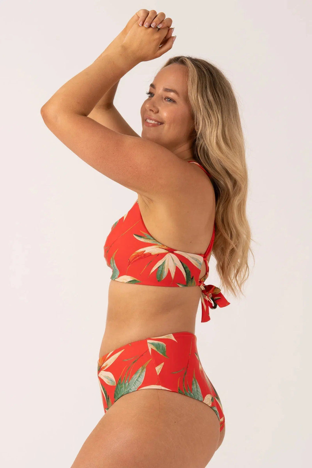 Silky Reversible High Waisted Medium Cut Bikini Bottom - Flame Tropico-Activewear-Exoticathletica