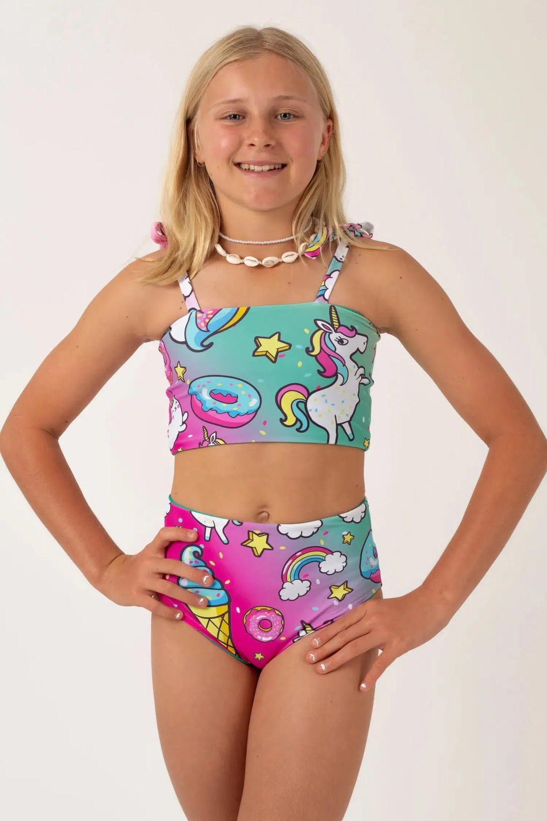 Silky Reversible Kids Bikini Bottom - Unicorn-9358328367239-Activewear-Exoticathletica