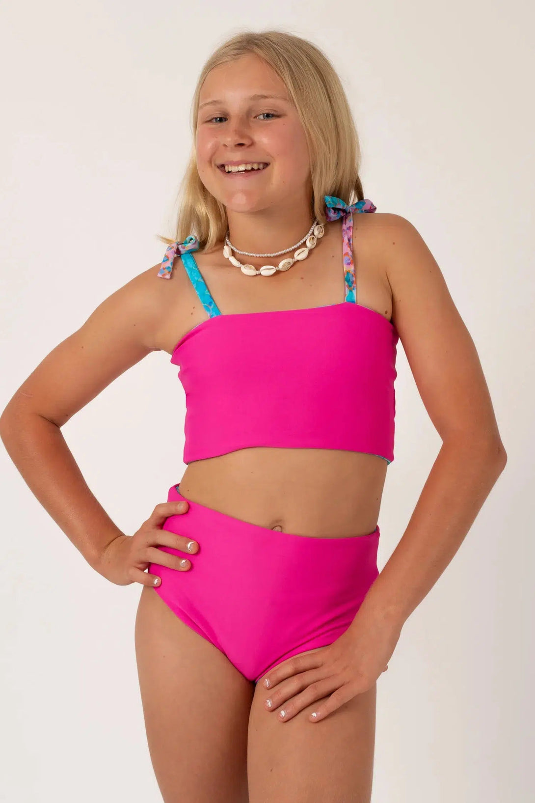 Silky Reversible Kids Bikini Top - Mermaid Jag-Activewear-Exoticathletica