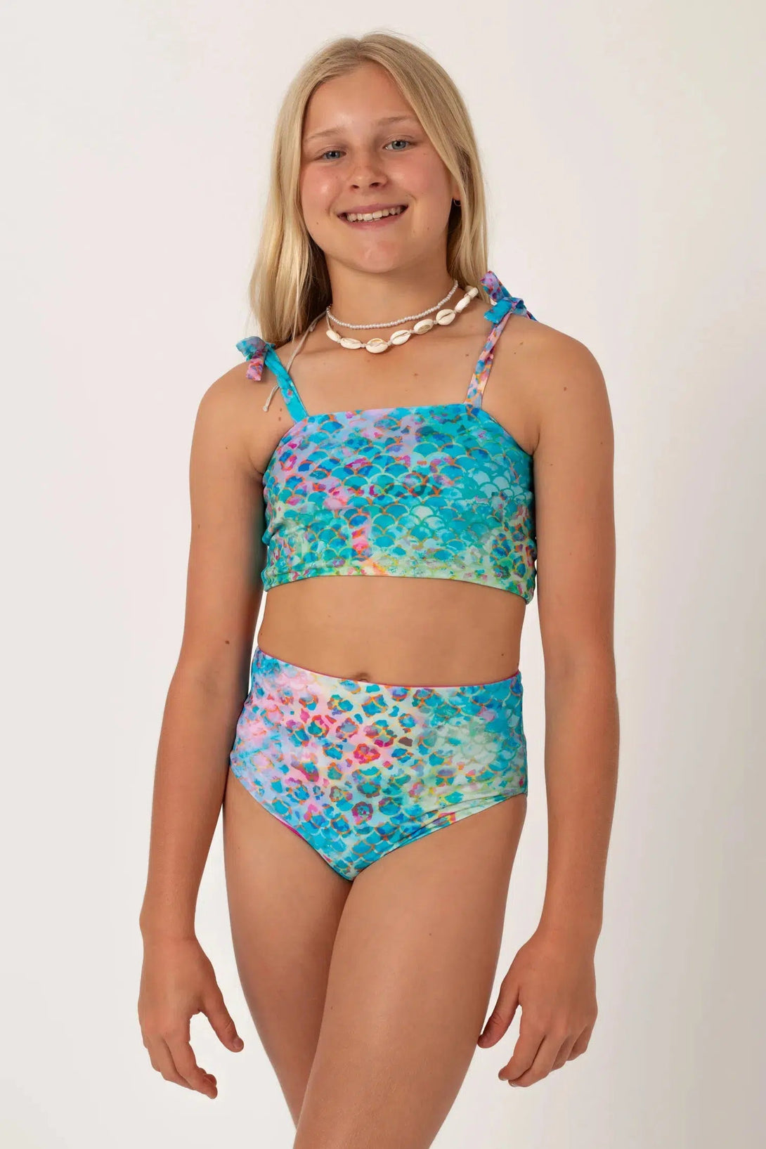 Silky Reversible Kids Bikini Top - Mermaid Jag-Activewear-Exoticathletica