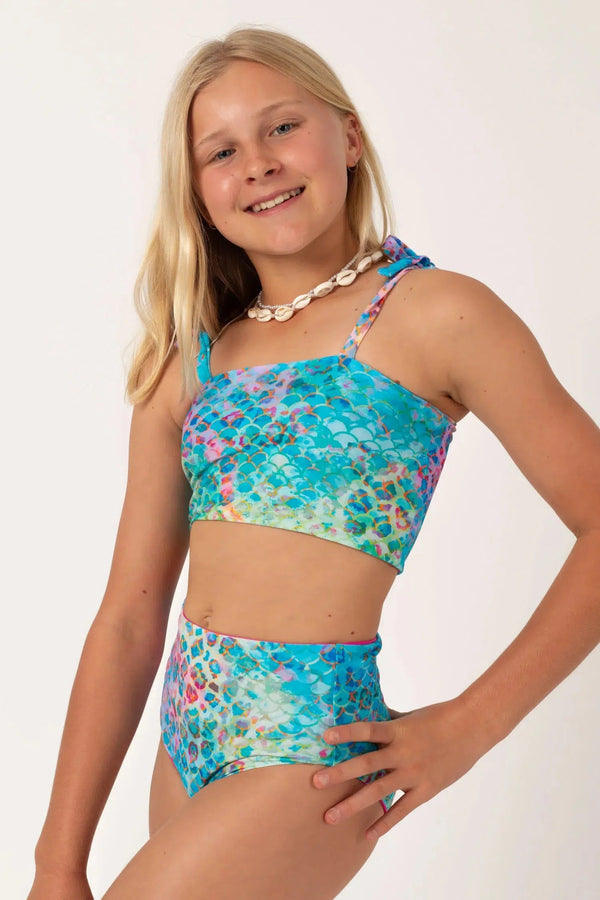 Silky Reversible Kids Bikini Top - Mermaid Jag-Activewear-Exoticathletica