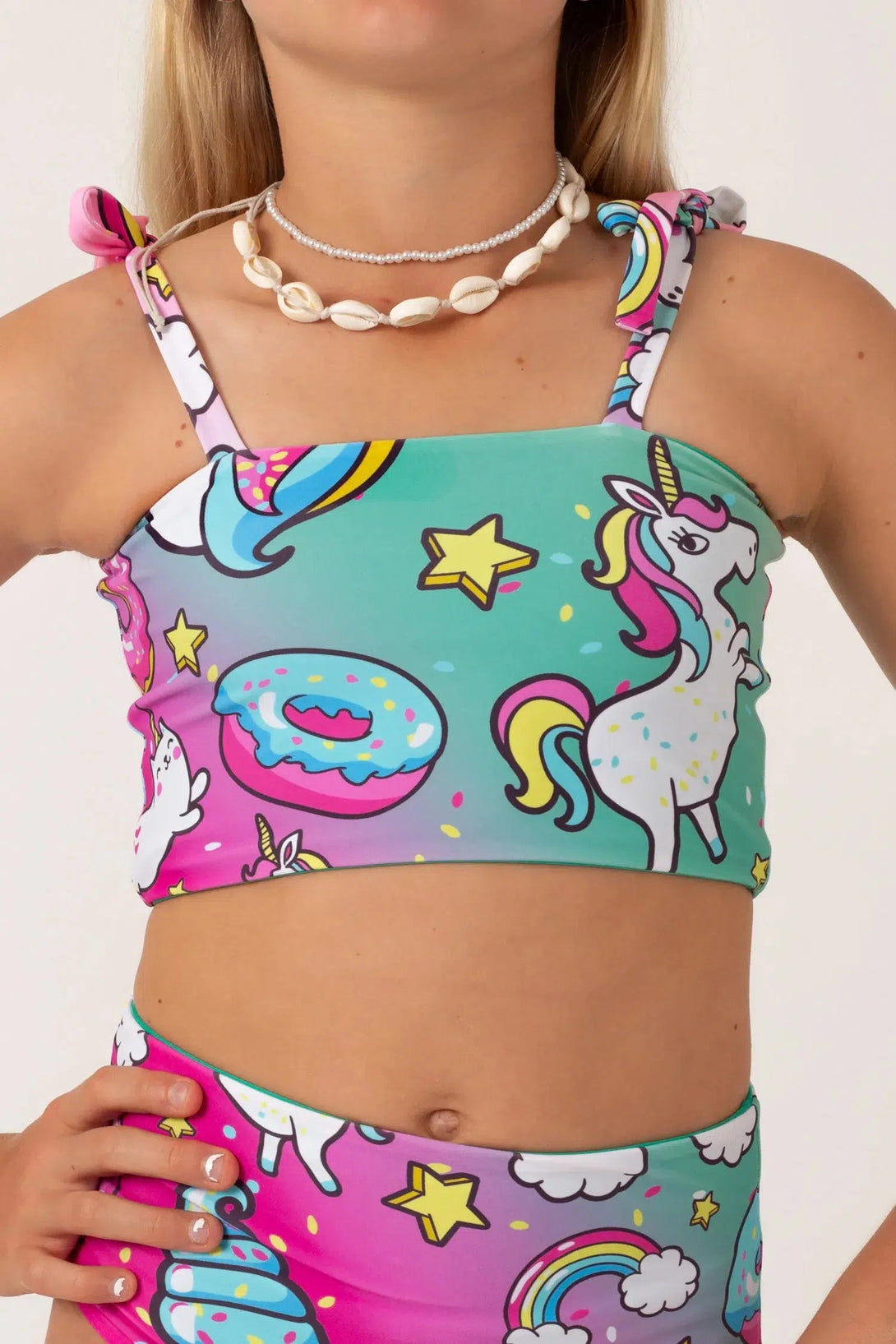 Silky Reversible Kids Bikini Top - Unicorn-Activewear-Exoticathletica