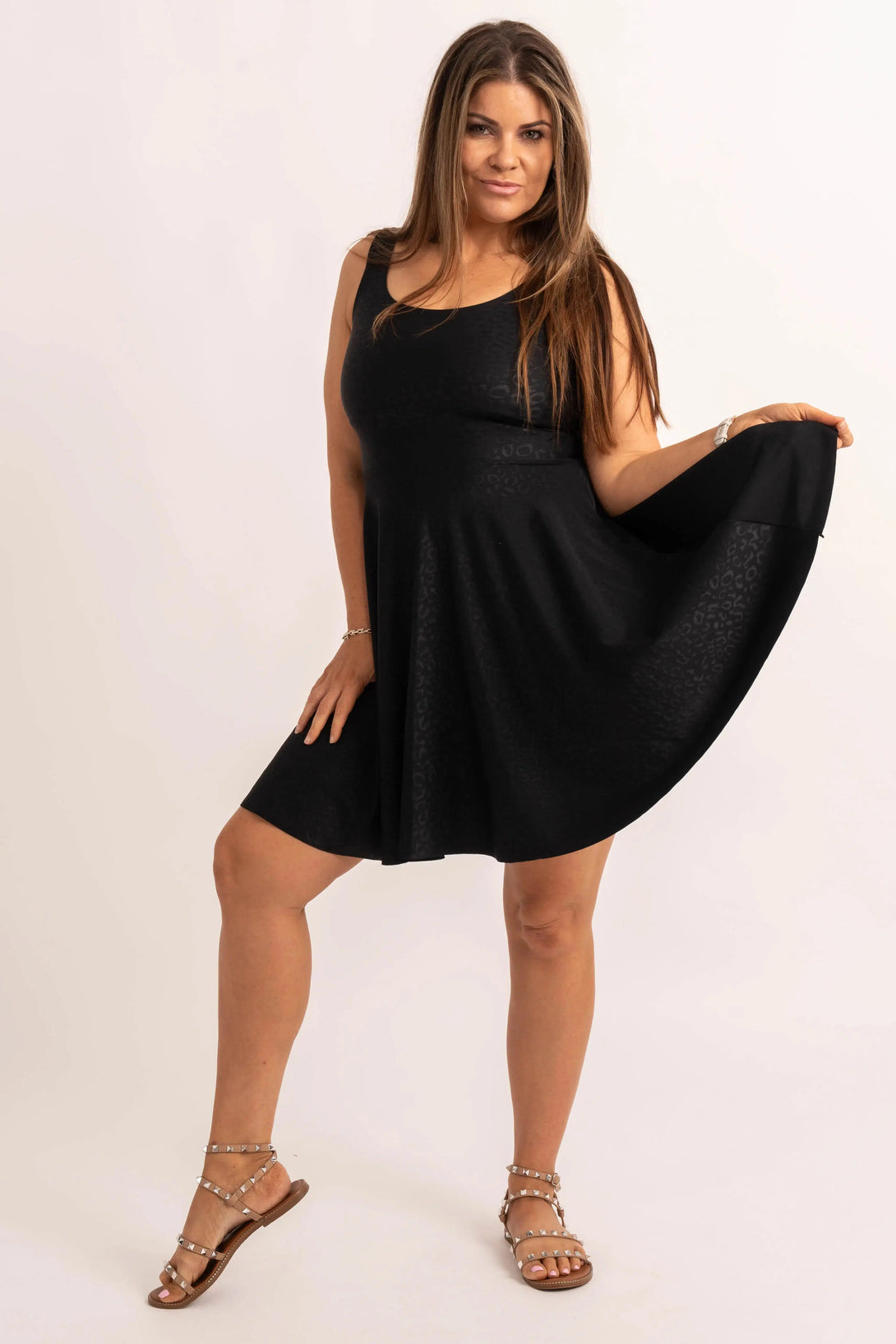 Silky Scoop Neck Comfort Crop Mini Dress - Black Exotic Touch Jag-9358328336136-Activewear-Exoticathletica