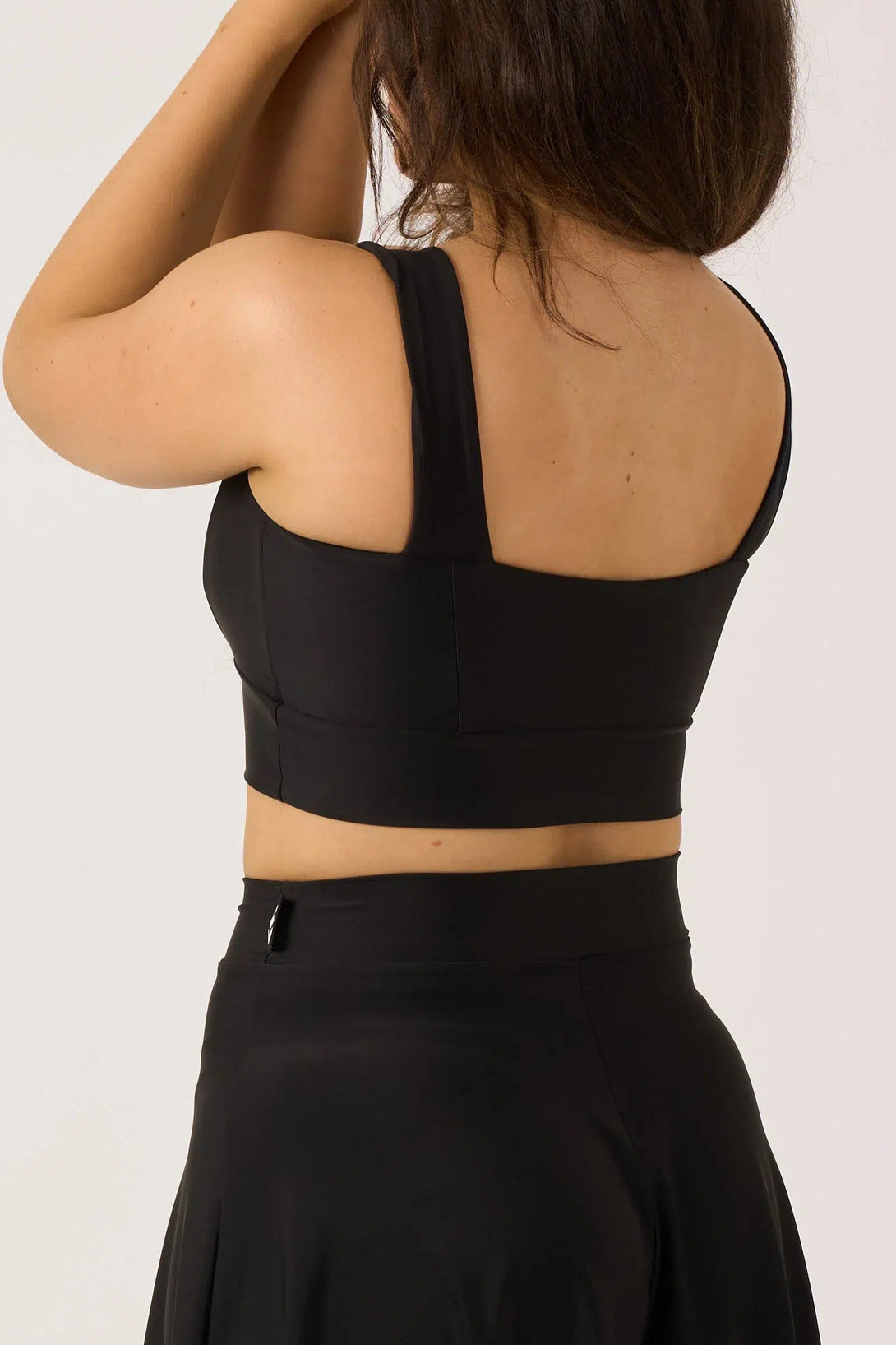 Silky Square Neck Comfort Crop Top - Black-Activewear-Exoticathletica