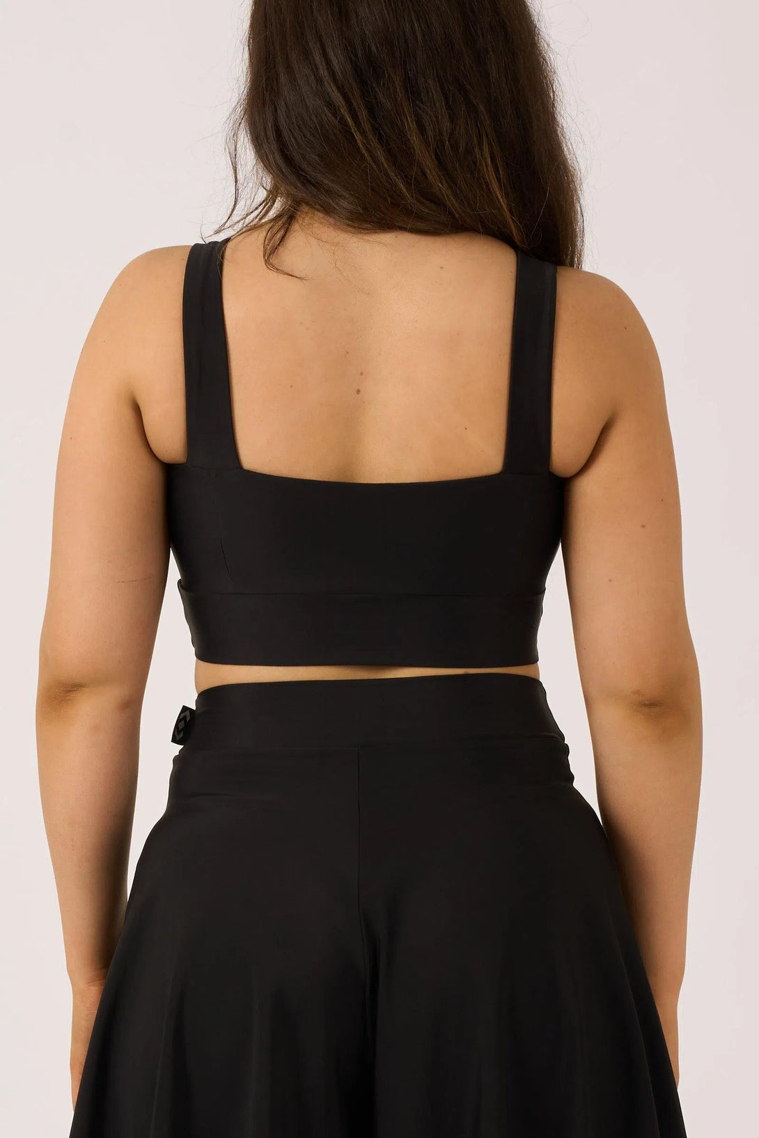 Silky Square Neck Comfort Crop Top - Black-Activewear-Exoticathletica